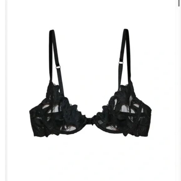 Fleur du Mal Lily Embroidery Plunge Demi Bra 32D
